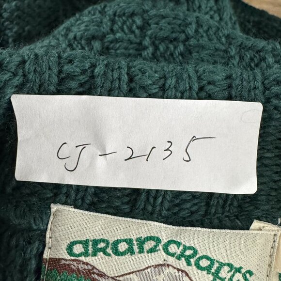 Aran Crafts Fisherman Sweater Medium Green Merino Wool Cable Knit NWT CJ-2135 - Picture 2 of 12